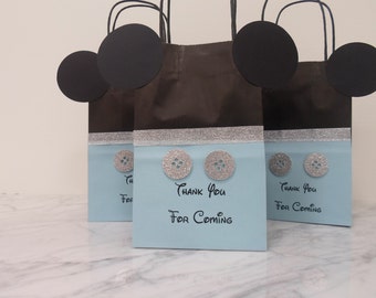 Mickey Mouse Party Favor Bags (12): Blue Birthday Treat Bags