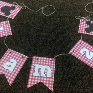 Mickey Mouse birthday banner-birthday party decorations-I am two banner, I am 1 , Mickey first Birthday Banner, gingham banner