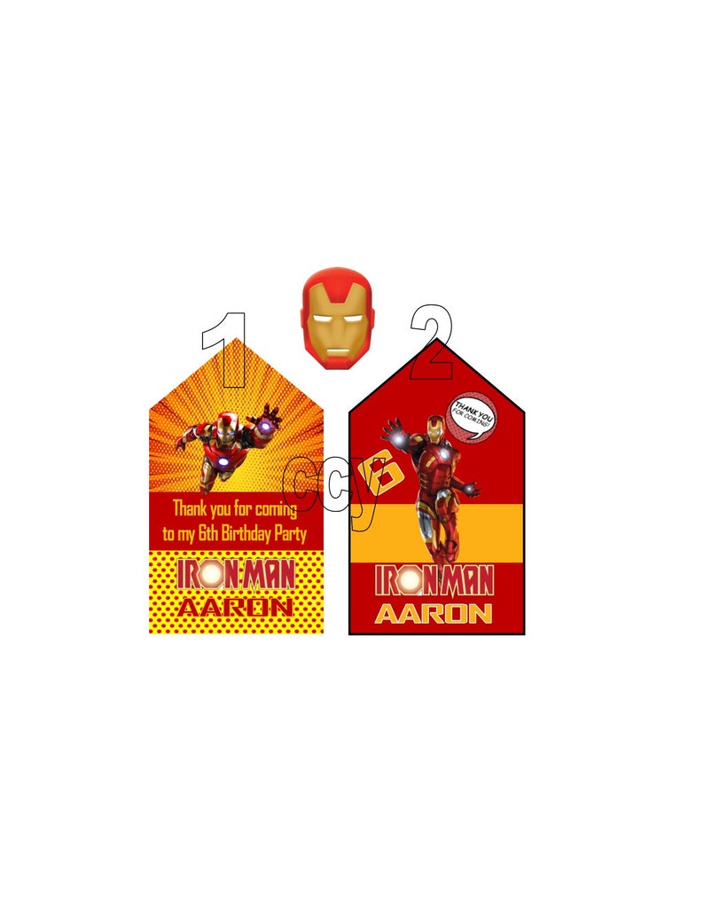 Ironman Tags Avengers Ironman Birthday Tags Treat Tags Birthday Treat Tags Super Hero Birthday Tags Ironman Party Personalized image 3