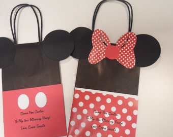 Mickey Mouse Birthday Favor Bags: Red Polka Dot Treat Bags