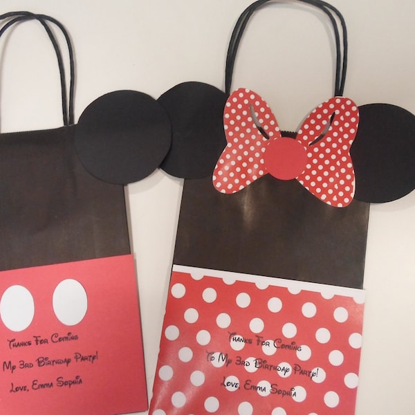 Minnie / Mickey Mouse Birthday Treat Bags-Loot Bags-Goodie Bags-Playhouse Disney - Mickey Mouse Favor Bags - Red and Whitel Polka Dot