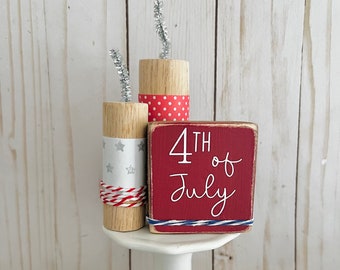 Decoración con petardos de madera, decoración del 4 de julio, decoración patriótica