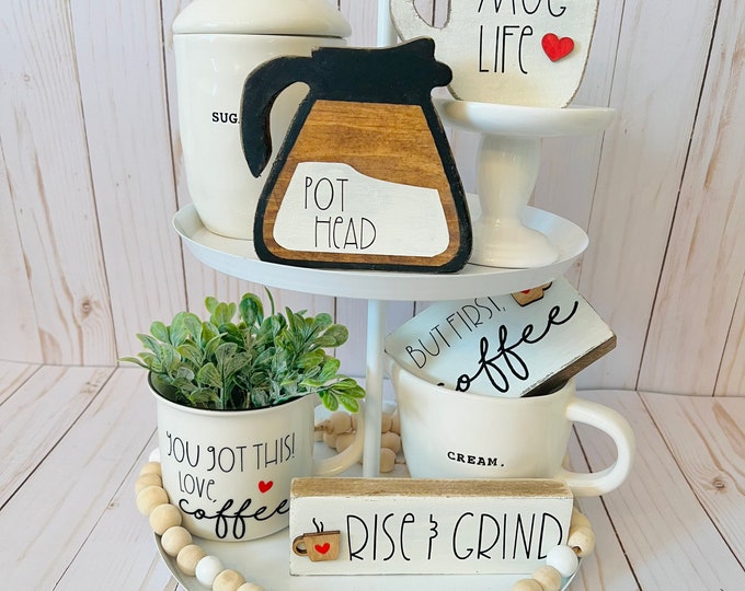 Coffee Tiered Tray Decor, Coffee Theme - Etsy