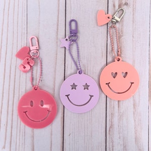 Smiley face keychain backpack charm