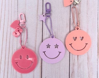 Smiley face keychain backpack charm