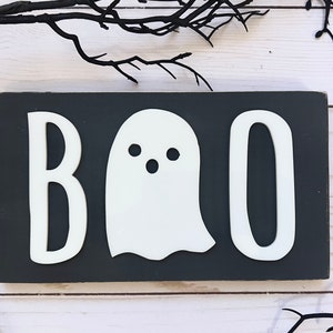 Boo Halloween sign, ghost sign