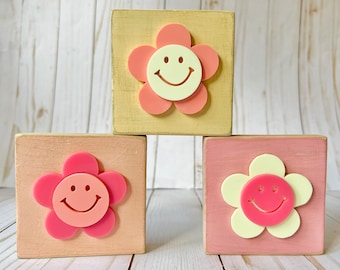 Smiley Face wood sign, smiley face decor, kids room decor, happy decor
