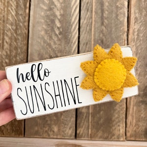 Hello sunshine wood sign, felt sun sign, sun sign