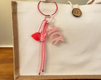 Charm para bolso rosa, etiqueta para bolso, llavero