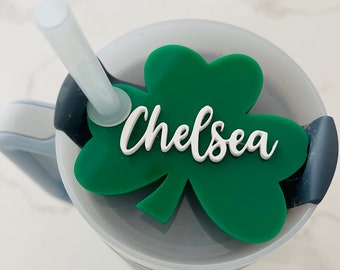 Trébol de 20 oz, 30 oz, 40 oz Vaso Stanley Placa de nombre, etiqueta de nombre, personalizado