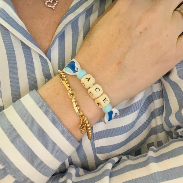 Wood beaded ribbon bracelets, bespoke friendship bracelets
