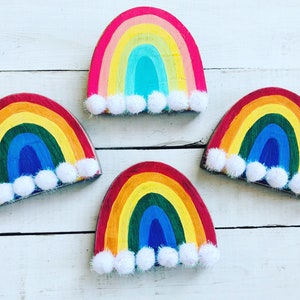 rainbow wood signs, rainbow decor
