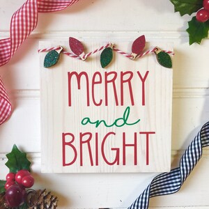 Merry and Bright wood sign, christmas decor, christmas wood sign