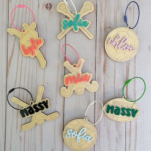 Sports name bag tags, key chains