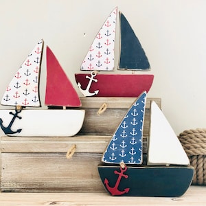Sail boat, wooden boat, nautical décor, nursery decor