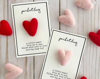 Pocket Hug heart on card, mailable hug