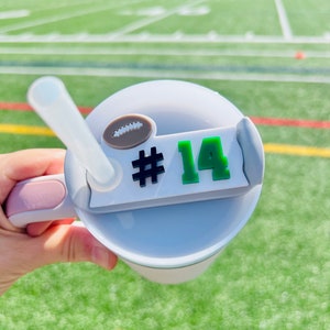 20oz 30oz 40oz football Stanley Tumbler plate, name tag, personalized