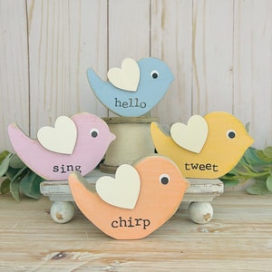 Wood Bird decor, spring bird decor, spring decorations, bird