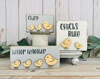 Chick wood sign, easter wood sign, spring sign, birds