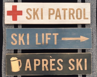 Ski wood signs