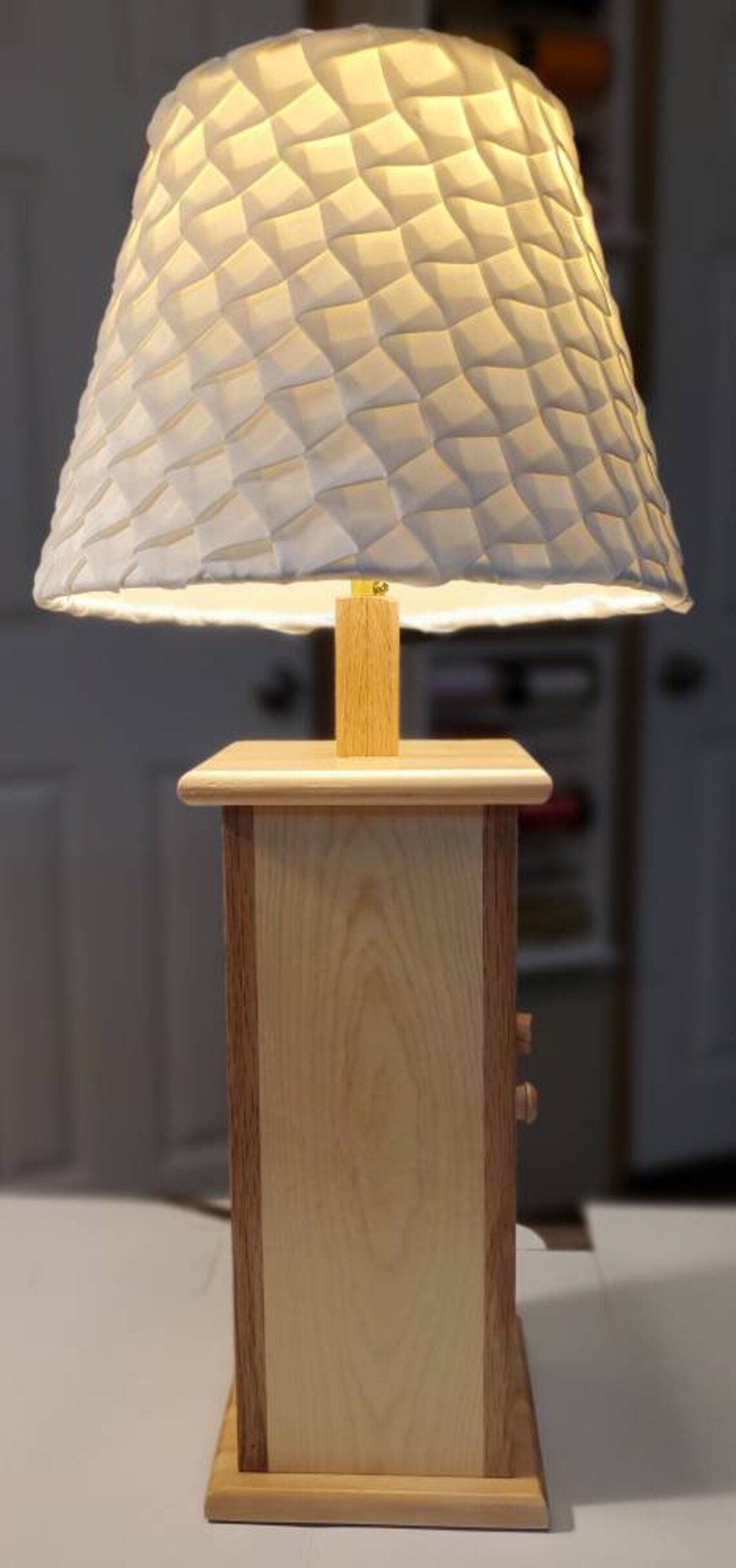 Handcrafted Wood Lamp with Side Storage Hidden Compartment Etsy