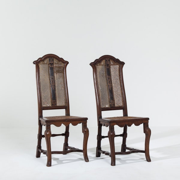 Pair of 18th Century Italian Caned Side Chairs