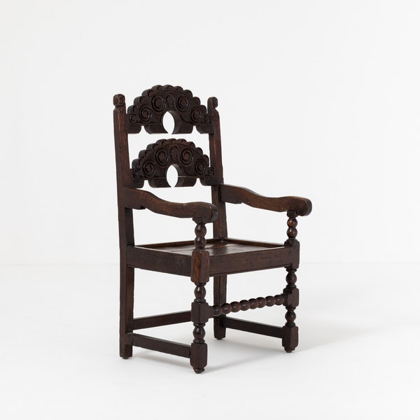 17th Century South Yorkshire Joined Oak Armchair