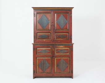 19th Century Baltic Painted Pine Cupboard