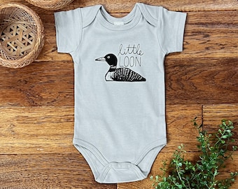 Little Loon, Loon Graphic tee, Grey Loon Bodysuit, Loon Baby, Baby Loon, Common Loon, Minnesota Loon, Call of the Loon, Loon bird art, loon