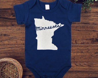Navy Minnesota Baby, MN Baby Shirt, Minnesota Kid, MN State Shirt, Minnesota Outline, MN Kids Gift, Baby Announcement, Gender Neutral Gift