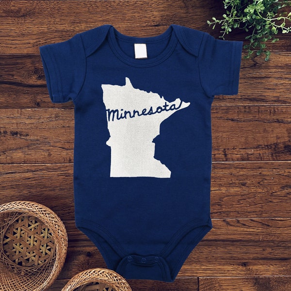 ON SALE, Navy Minnesota Baby, MN Baby Shirt, Minnesota Kid, Minnesota Outline, mn Kids Gift, Baby Announcement, Gender Neutral Gift