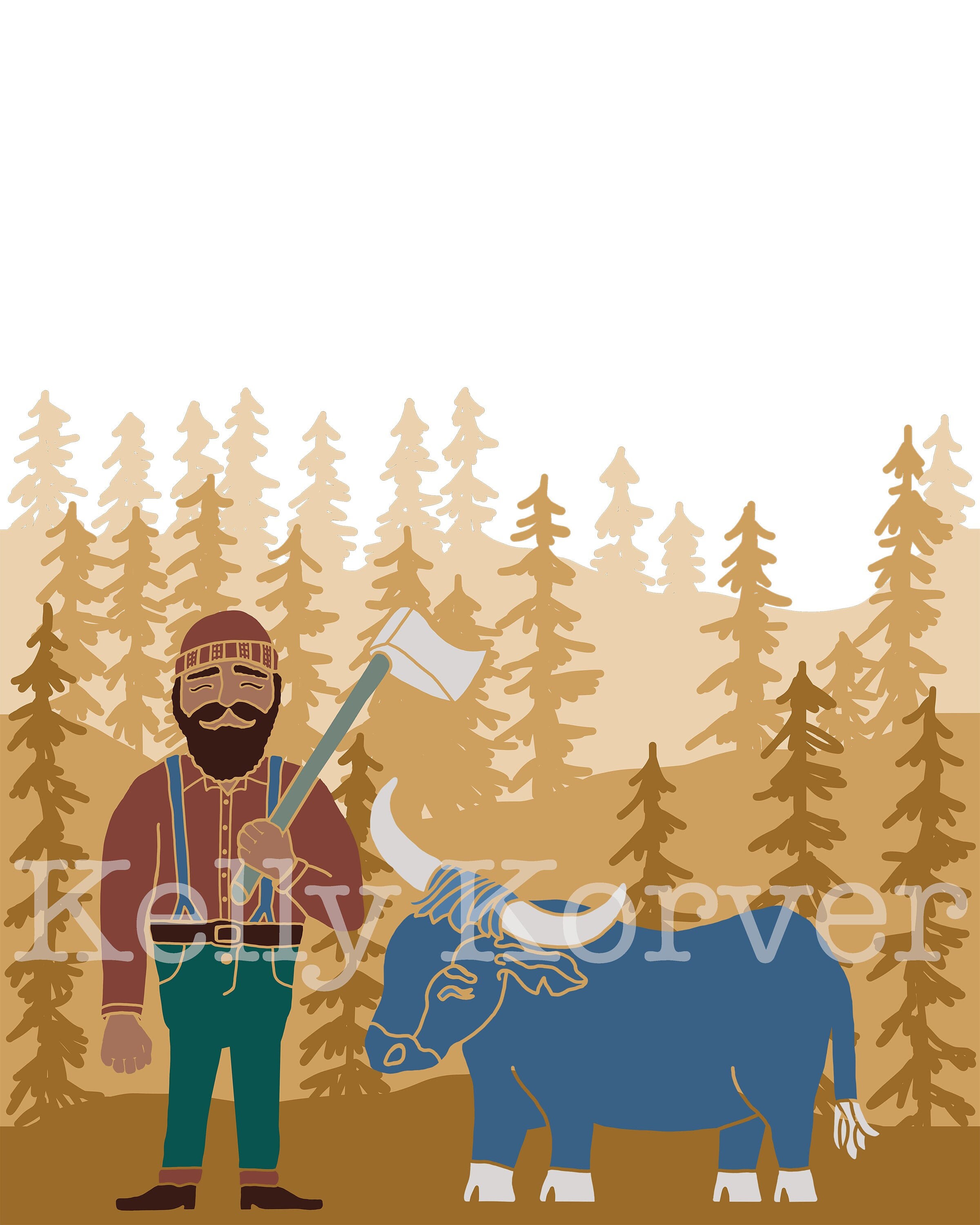 Instant Download Art Printable Paul Bunyan Paul Bunyan | Etsy