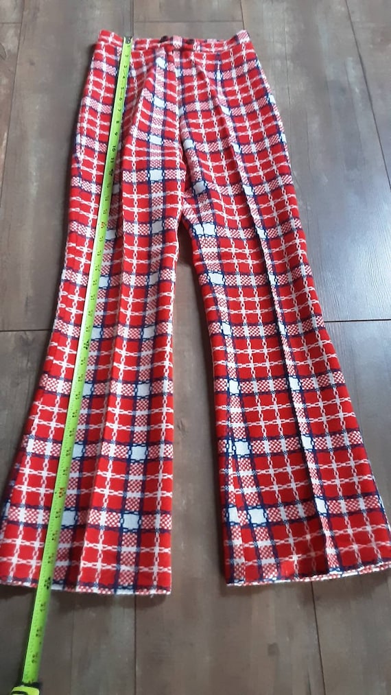 Vintage Mod Red Plaid Pants Suit by Russ Girl /Mo… - image 9
