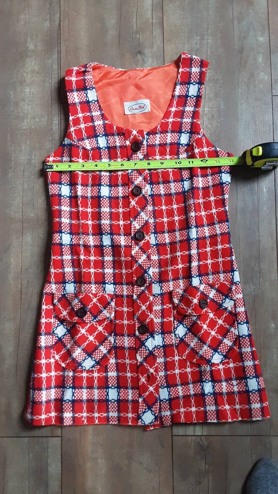 Vintage Mod Red Plaid Pants Suit by Russ Girl /Mo… - image 2