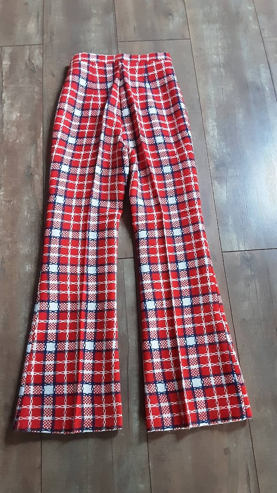 Vintage Mod Red Plaid Pants Suit by Russ Girl /Mo… - image 4