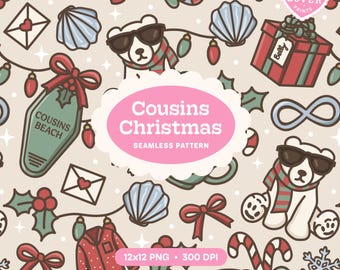 Holiday “The Summer I Turned Pretty” Pattern | Christmas TSITP Seamless Print | Digital Background | PNG Download
