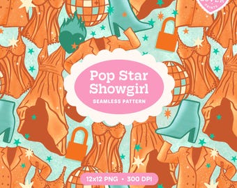 Showgirl Pattern | Pop Star Seamless Pattern | 300 DPI PNG Digital Download | Pattern for Fabrics Vinyl Crafts Trendy