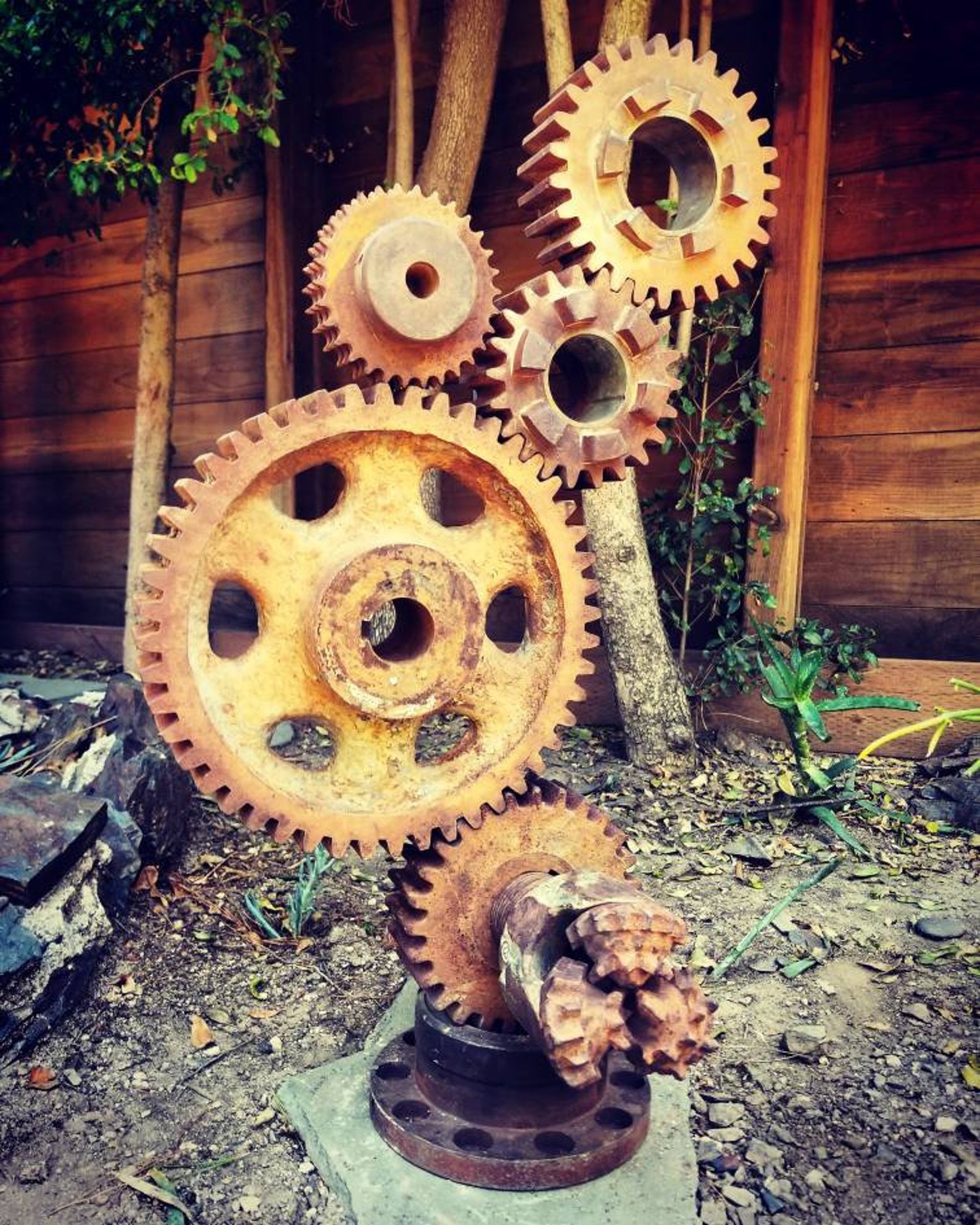 Vintage Industrial Gear Sculpture Etsy