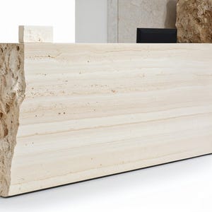 Natural Travertine Solid Stone Front Desk - Luxury Reception Console