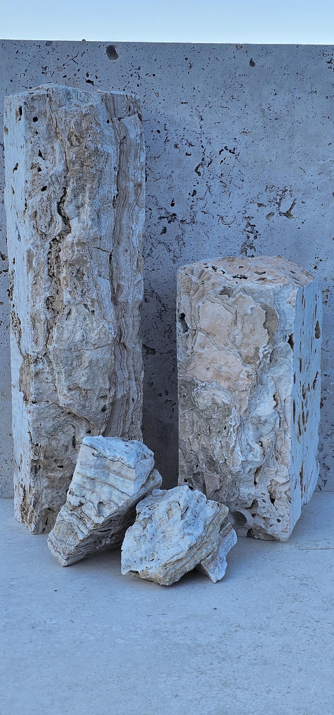Raw Edge Travertine Blocks Chunks for Photoshoot Props or Display