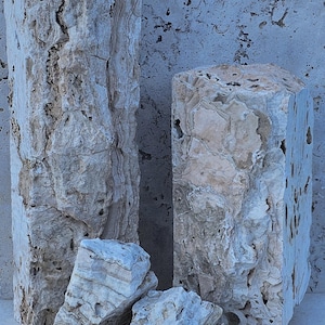 Raw edge travertine blocks chunks for photoshoot props or display