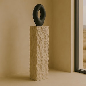 Travertine Pedestal Column - Sculpture Stand - Plinth - Monolith - Solid Stone Block