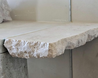 Chiseled Travertine floating shelf - Natural Stone Shelves - Invisible Shelves