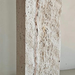 Travertine Pedestal Column- Sculpture Stand - Monolith - Solid Stone Block