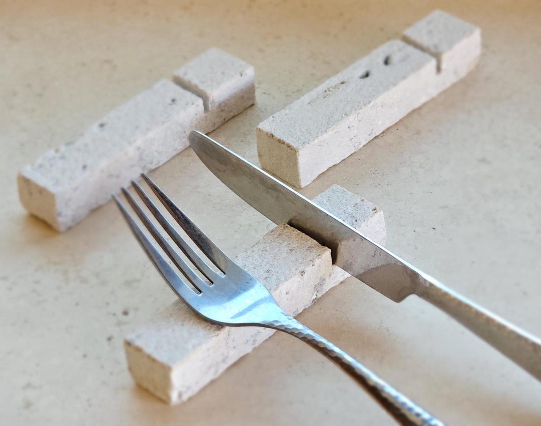 Rustic Silverware Rests Handmade Travertine Cutlery Rest Set - Rustic Table Decor - Etsy