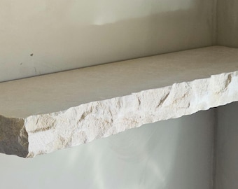 Limestone Floating shelf with chiseled edges - Natural Stone shelves - Invisible Shelves