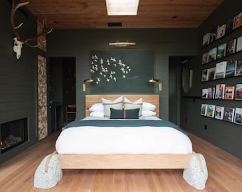 Handcrafted Boulder Bed Frame with River Stone