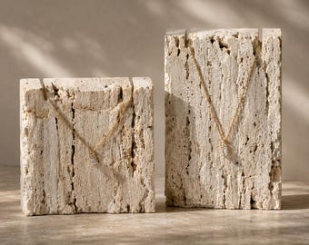 Raw Travertine Jewelry Display Stand - Handmade Stone Stand