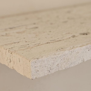 Raw Travertine Floating Shelf: Chiseled Edge Stone Slab