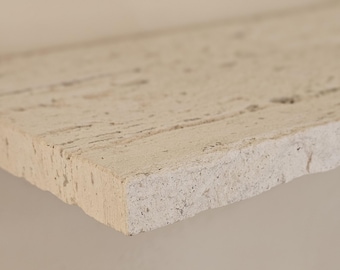 Raw Travertine Floating Shelf: Chiseled Edge Stone Slab